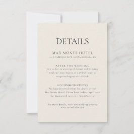 Elegante Minimal Wedding Details - Eintrittskarte Einladung