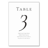 Elegante Minimal Wedding Guest Names Tischnummer (Rückseite)