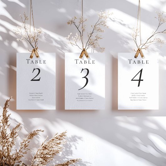 Elegante Minimal Wedding Guest Names Tischnummer