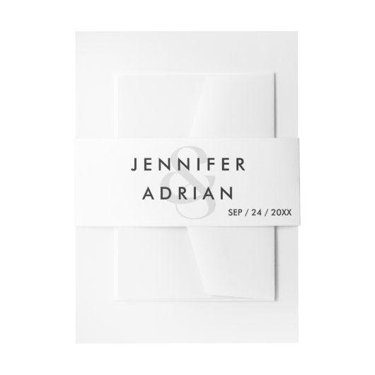 Elegante Minimal White Modern Wedding Einladungsbanderole (Vorderseite Beispiel)