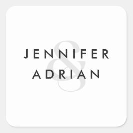 Elegante Minimal White Modern Wedding Quadratischer Aufkleber