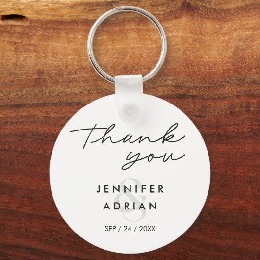 Elegante Minimal White Modern Wedding Schlüsselanhänger (Rückseite)