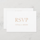 Elegante Minimal White Muslim Wedding RSVP Card (Vorne/Hinten)