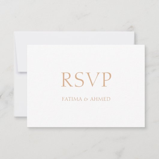 Elegante Minimal White Muslim Wedding RSVP Card Karte (Vorderseite)