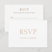 Elegante Minimal White Muslim Wedding RSVP Card Karte (Vorne/Hinten)