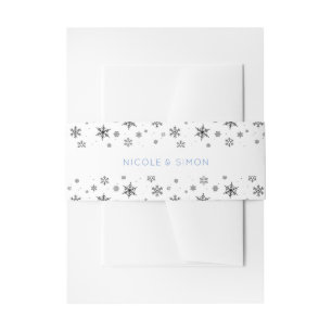 Elegante Minimal Winter Snowflakes Pattern Hochzei Einladungsbanderole