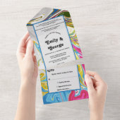 Elegante minimale Abstrakte Hochzeit mit bunten Ma All In One Einladung (Abreißen)