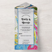 Elegante minimale Abstrakte Hochzeit mit bunten Ma All In One Einladung (Innen Boden)