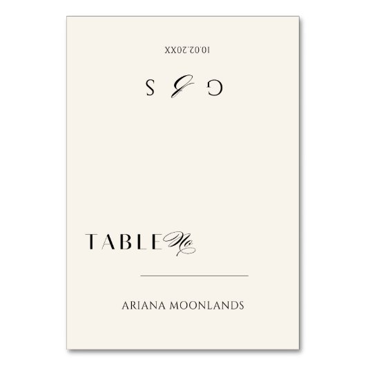 Elegante minimale Alt Geld schwarz und creme Hochz Tischnummer (Vorderseite)