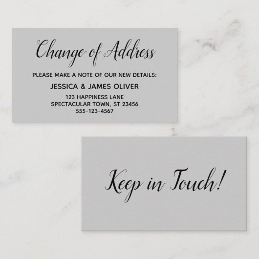 Elegante, minimale Änderung der Address Gray Card Begleitkarte (Vorne/Hinten)