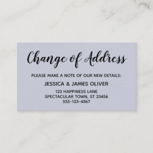 Elegante, minimale Änderung der Adresse Dusty Blue Begleitkarte