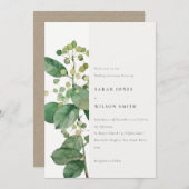Elegante Minimale Blätter Hochzeit von Foliage Grü Einladung (Vorne/Hinten)