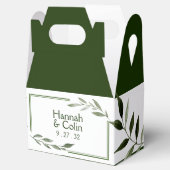 Elegante minimale Blätter rahmen den grünen Olive  Geschenkschachtel (Geöffnet)