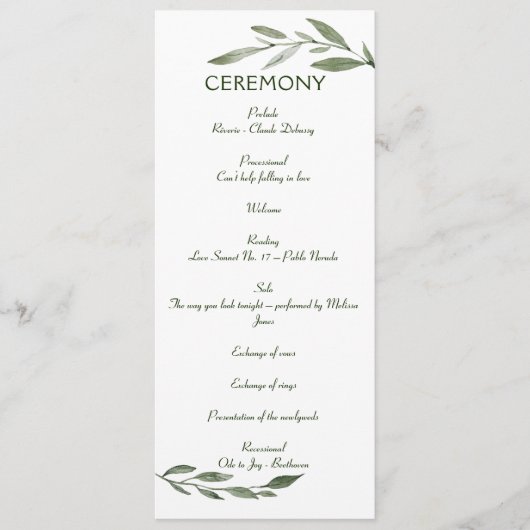 Elegante minimale Blätter rahmen den grünen Olive Programm (Vorderseite)