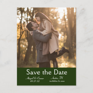 Elegante Minimale Blätter Save the Date grün gesta Ankündigungspostkarte