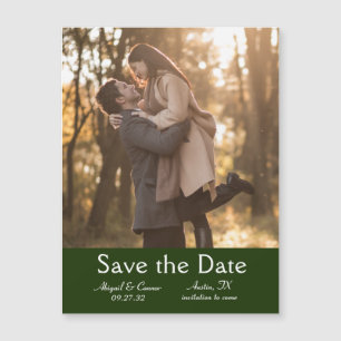 Elegante Minimale Blätter Save the Date grün gesta Magnetkarte