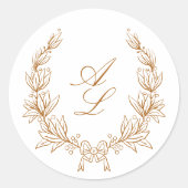 Elegante Minimale Botanische Krustenhochzeit Runder Aufkleber (Vorderseite)