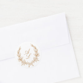 Elegante Minimale Botanische Krustenhochzeit Runder Aufkleber