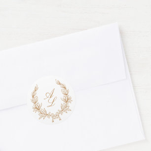 Elegante Minimale Botanische Krustenhochzeit Runder Aufkleber