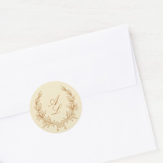 Elegante Minimale Botanische Krustenhochzeit Runder Aufkleber