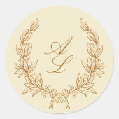 Elegante Minimale Botanische Krustenhochzeit Runder Aufkleber (Vorderseite)