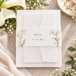 Elegante minimale Calla-Lilien-Hochzeitsinitialen Einladungsbanderole