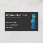 Elegante minimale dunkelgraue Kristalle Hexagons Visitenkarte (Rückseite)