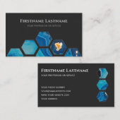 Elegante minimale dunkelgraue Kristalle Hexagons Visitenkarte (Vorne/Hinten)