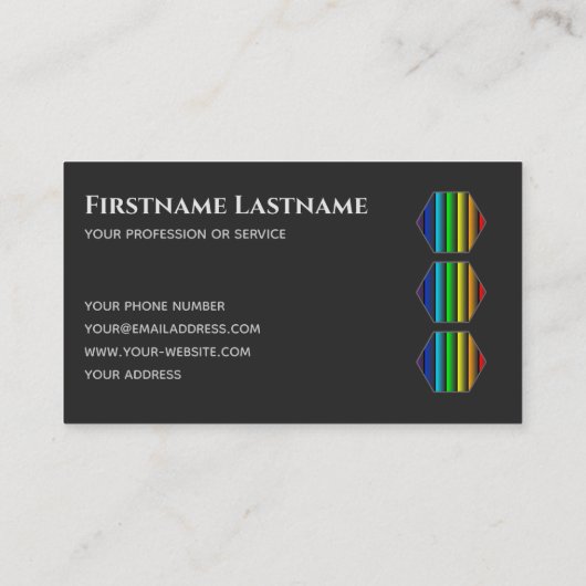 Elegante minimale dunkelgraue Regenbogenfarben Hex Visitenkarte (Rückseite)