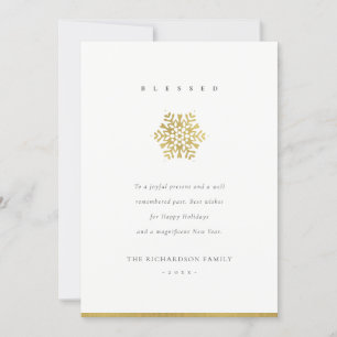 Elegante Minimale formale Imitate Gold Snowflake g Feiertagskarte
