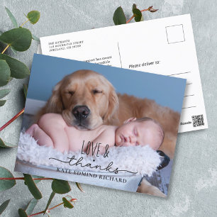Elegante minimale Geburtsanzeige für neugeborenes Postkarte