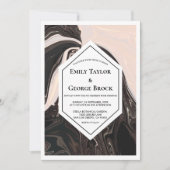 Elegante minimale geometrische Schwarz-Weiß-Hochze Einladung (Vorderseite)