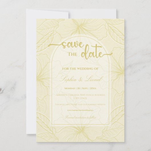 Elegante minimale Goldene Kontur Save The Date (Vorderseite)
