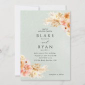 Elegante, minimale Größe, Pfirsich, Blütencreme Einladung (Vorderseite)