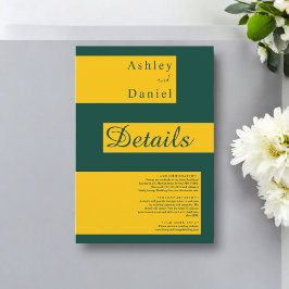 Elegante minimale Grün-Gold Moderne schicke Hochze Begleitkarte