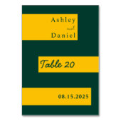 Elegante minimale Grün-Gold Moderne schicke Hochze Tischnummer (Rückseite)