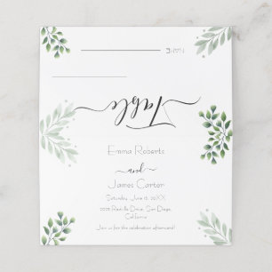 Elegante minimale Grünhochzeitsplatzkarten Platzkarte