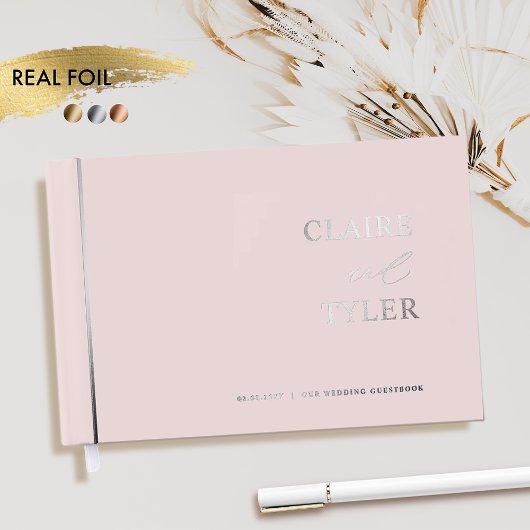 Elegante, minimale Hochzeit in Rosa Gästebuch