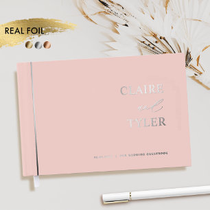 Elegante, minimale Hochzeit mit echter Foil-und Bl Gästebuch