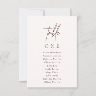 Elegante minimale Hochzeitsstichtabelle-Tischnumme Einladung