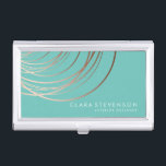 Elegante minimale Imitate Rose Gold geometrisch aq Visitenkarten Dose<br><div class="desc">Elegantes geometrisches Design in Imitaten Rose Gold und aquamarin.</div>