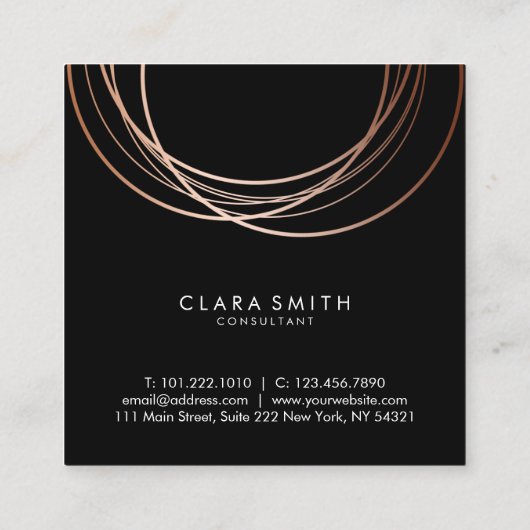 Elegante minimale Imitate Rose Gold geometrisch sc Quadratische Visitenkarte (Rückseite)