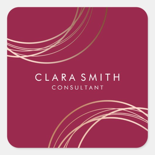 Elegante minimale Imitate Rose goldene geometrisch Quadratischer Aufkleber (Vorderseite)