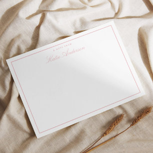 Elegante minimale klassische Script-Pastel Rosa Mitteilungskarte