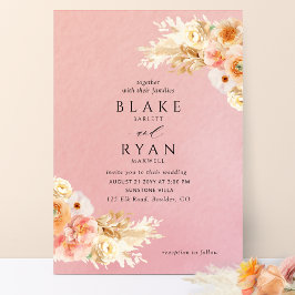 Elegante, minimale Koralle, Pfirsich, Blütencreme  Einladung