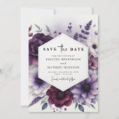Elegante Minimale Lila Blumenhochzeit Save The Date (Vorderseite)