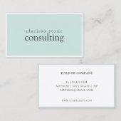 Elegante minimale Minze-White-Grands-Beratung Visitenkarte (Vorne/Hinten)
