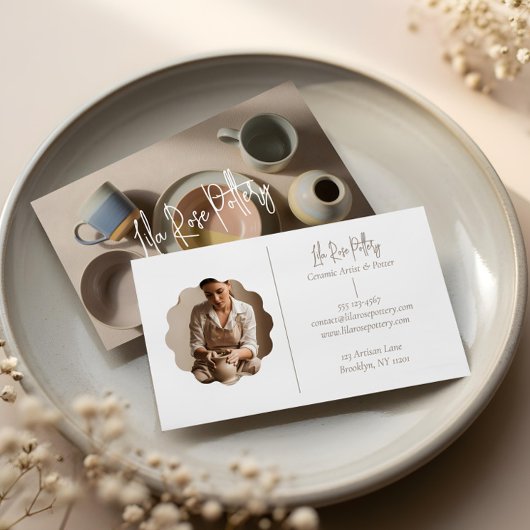 Elegante minimale moderne handgefertigte Keramik F Visitenkarte