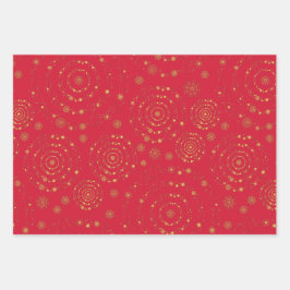 Elegante minimale Muster Gold Red Navy White Wrapp Geschenkpapier Set