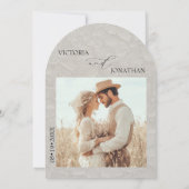 Elegante minimale neutrale Hochzeit Einladung (Rückseite)